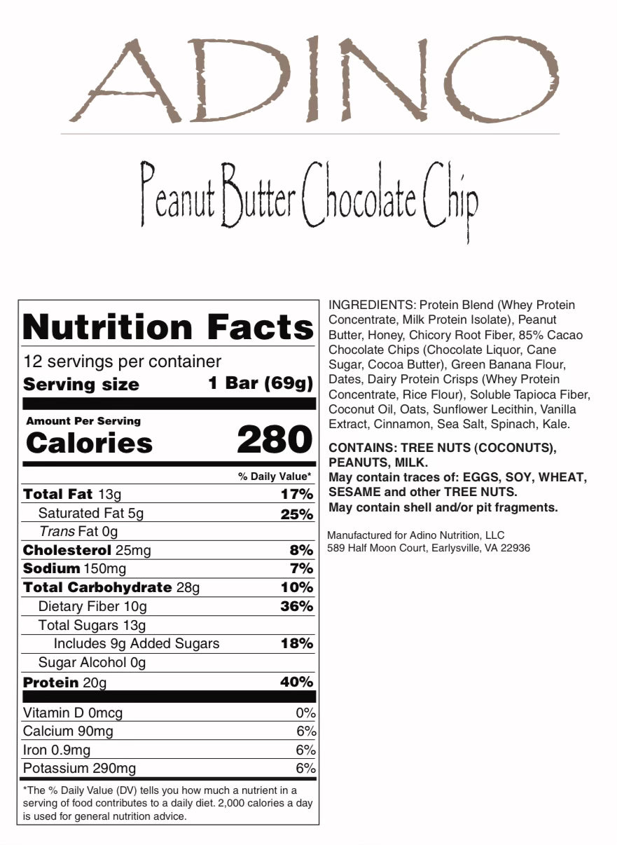 ADINO Peanut Butter Chocolate Chip Bar